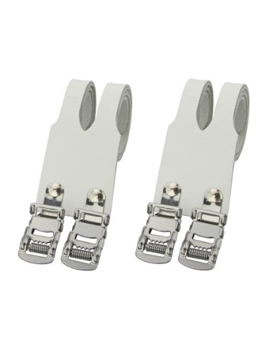 Leather Double Toe Straps White.